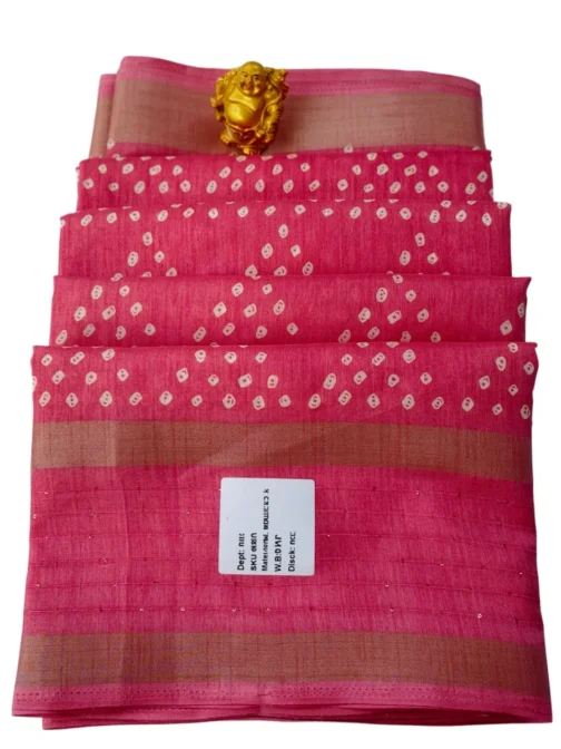 Light Pink Dola Silk Saree Bandhani Design With Sequence Work Border