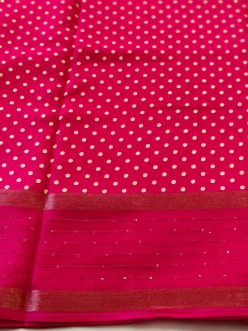 Rani Pink Dola Silk Saree With Sequence Work Border - Image 2