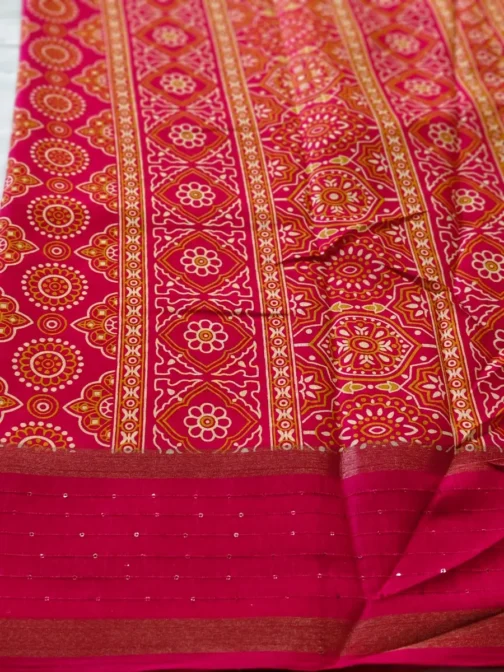 Rani Pink Dola Silk Saree With Sequence Work Border - Image 3