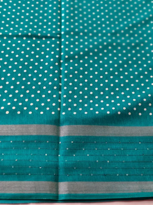 Rama Green Dola Silk Saree With Sequence Work Border - Image 3