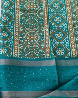 Rama Green Dola Silk Saree With Sequence Work Border
