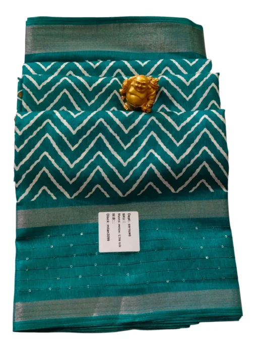 Rama Green Dola Silk Saree With Sequence Work Border