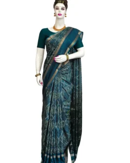 Blue Dola Silk Saree Bandhani Design With Sequence Work Border