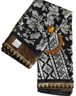 Black Colour Dola Silk Saree With Coding Work Border