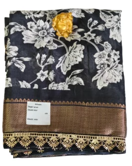 Black Colour Dola Silk Saree With Coding Work Border