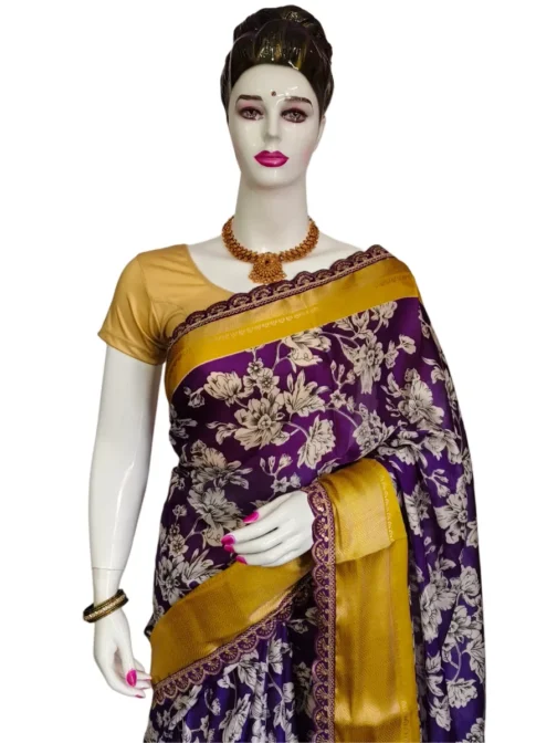Purple Colour Dola Silk Saree With Coding Work Border