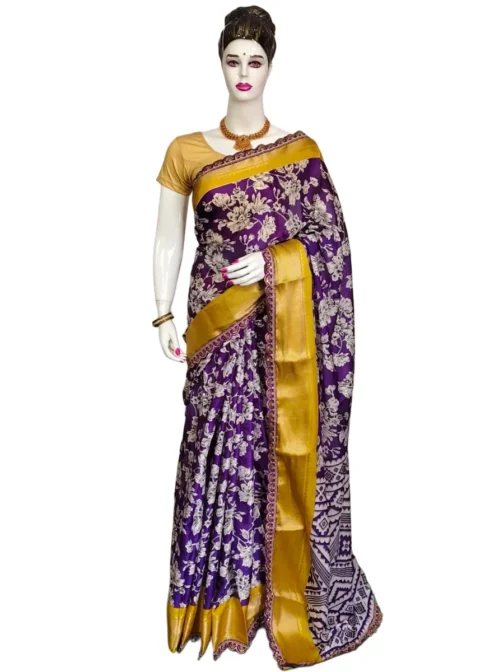Purple Colour Dola Silk Saree With Coding Work Border - Image 2