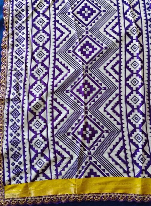Purple Colour Dola Silk Saree With Coding Work Border - Image 3
