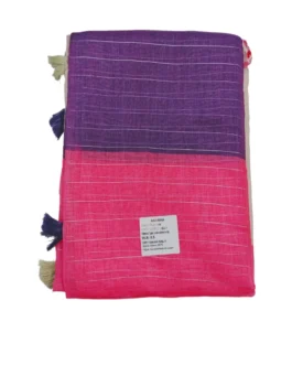 Purple And Pink With Cream Colour Linen Saree (Sree Leela)