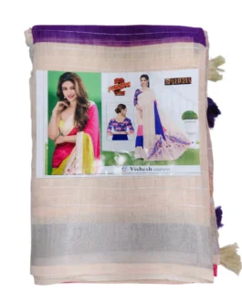 Purple And Pink With Cream Colour Linen Saree (Sree Leela)