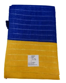 Yellow And Blue With Cream Colour Linen Saree (Sree Leela)