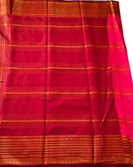 Semi mysore silk saree light red with rich border premium
