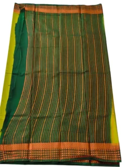 Semi mysore silk saree henna color with bottle green border