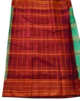 Semi mysore silk saree pista green with rich border premium