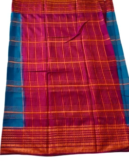 Semi mysore silk saree royal blue with rich border premium