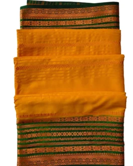 Semi mysore silk saree golden yellow with rich border premium