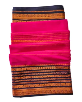 Semi mysore silk saree rani pink with rich border premium