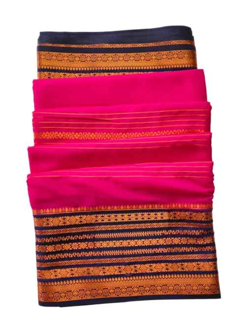 Semi mysore silk saree rani pink with rich border premium