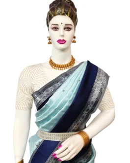 Banarasi silk saree sky blue color with silver zari