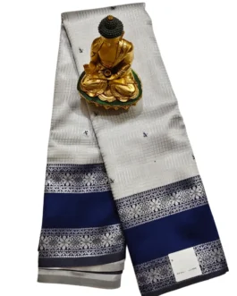 Banarasi silk saree cream color with silver zari