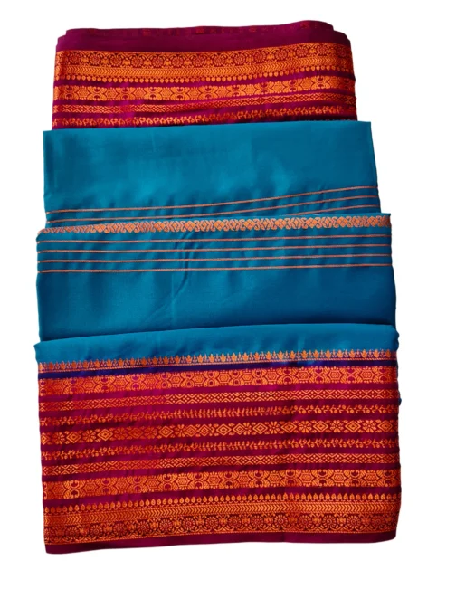 Semi mysore silk saree royal blue with rich border premium