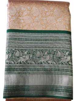 Banarasi silk saree orange color with flower design