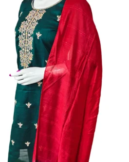 Green volor 3 pcs kurti set with embroidery work