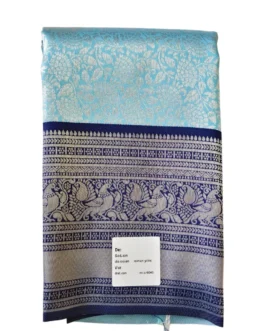 Banarasi silk saree sky blue color with flower design