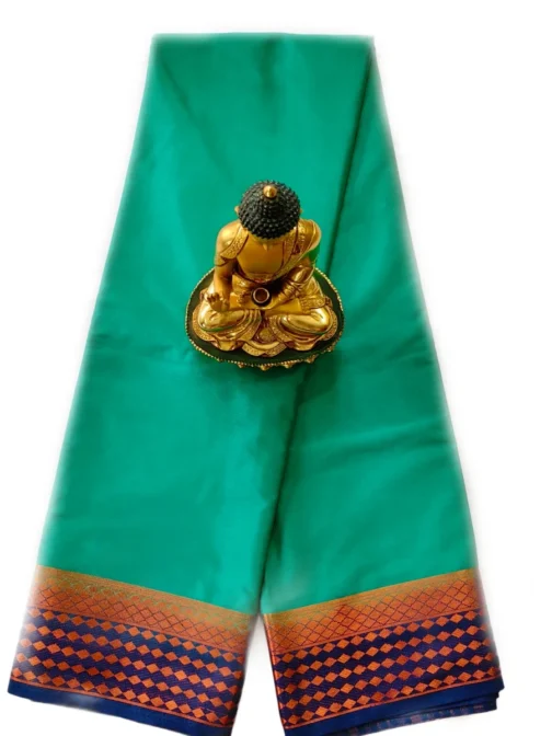 Semi mysore silk saree green color with nevy blue border