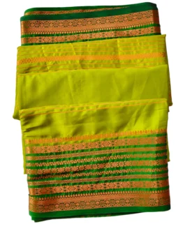 Semi mysore silk saree henna color with rich border premium