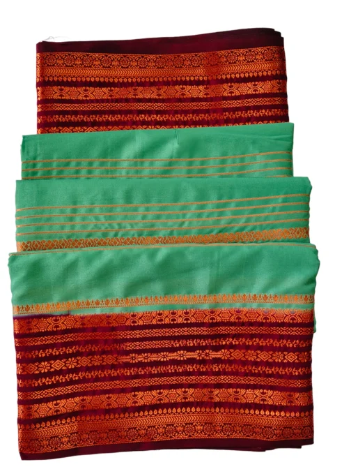 Semi mysore silk saree pista green with rich border premium