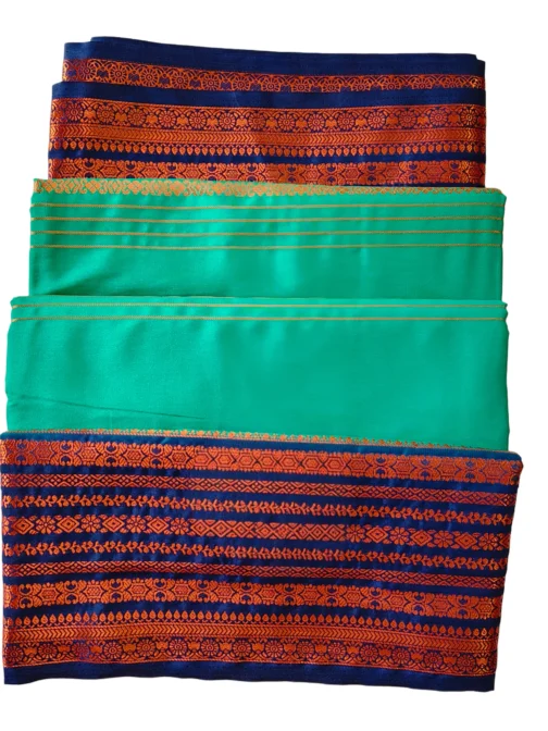 Semi mysore silk saree green with rich border premium