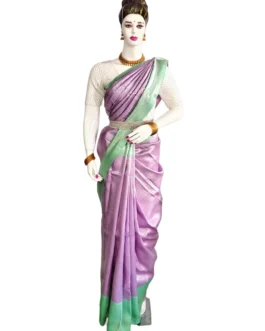 Banarasi silk saree lavender color with flower design