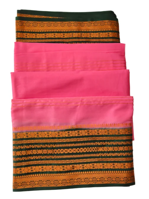 Semi mysore silk saree baby pink with rich border premium