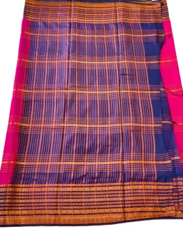 Semi mysore silk saree rani pink with rich border premium