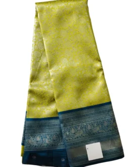 Banarasi silk saree pista green color with flower design