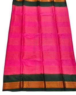 Semi mysore silk saree pink color with bottle green border
