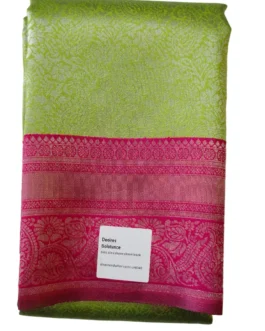 Bnarasi silk saree green color with flower design