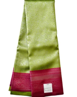 Bnarasi silk saree green color with flower design