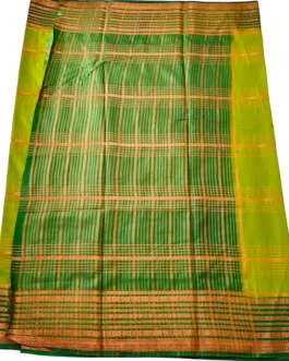 Semi mysore silk saree henna color with rich border premium