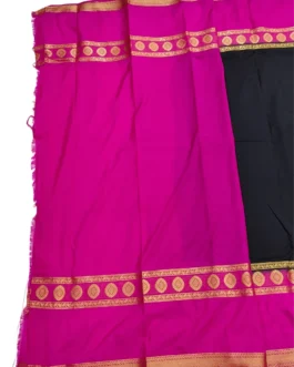 Semi mysore silk saree black color with pink color big border