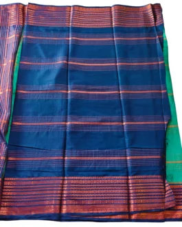 Semi mysore silk saree green with rich border premium