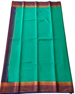 Semi mysore silk saree green color with nevy blue border