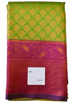 Banarasi silk saree green color with copper butta