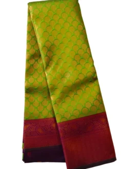 Banarasi silk saree green color with copper butta