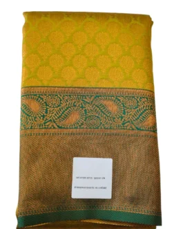 Banarasi silk saree yellow color with copper butta