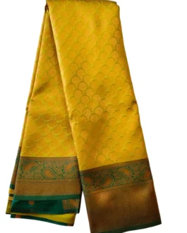 Banarasi silk saree yellow color with copper butta