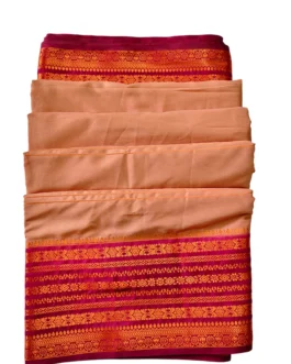 Semi mysore silk saree light peach with rich border premium