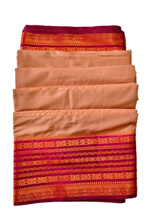 Semi mysore silk saree light peach with rich border premium