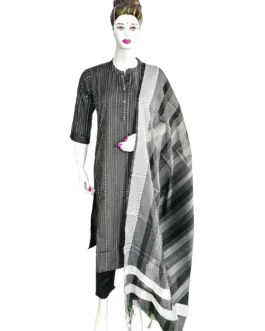 Black color collar neck 3 pcs kurti set